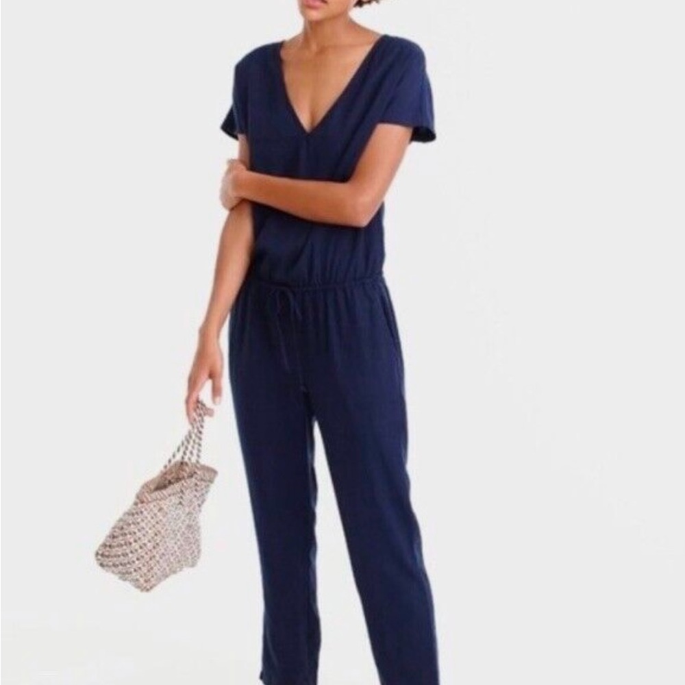 Navy V-Neck Jumpsuit
